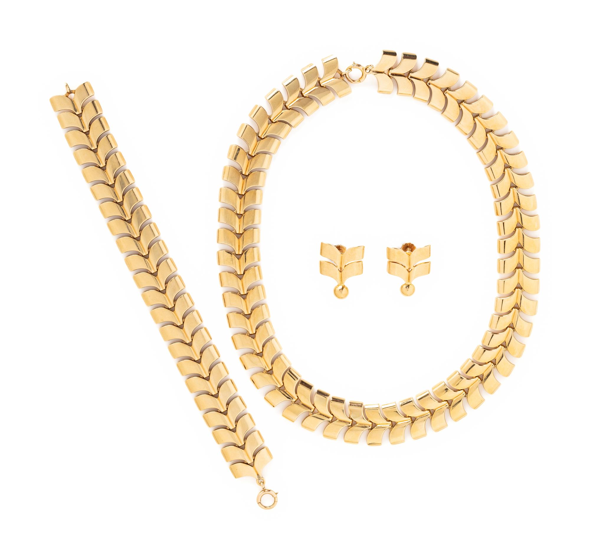 RETRO, YELLOW GOLD JEWELRY SUITE