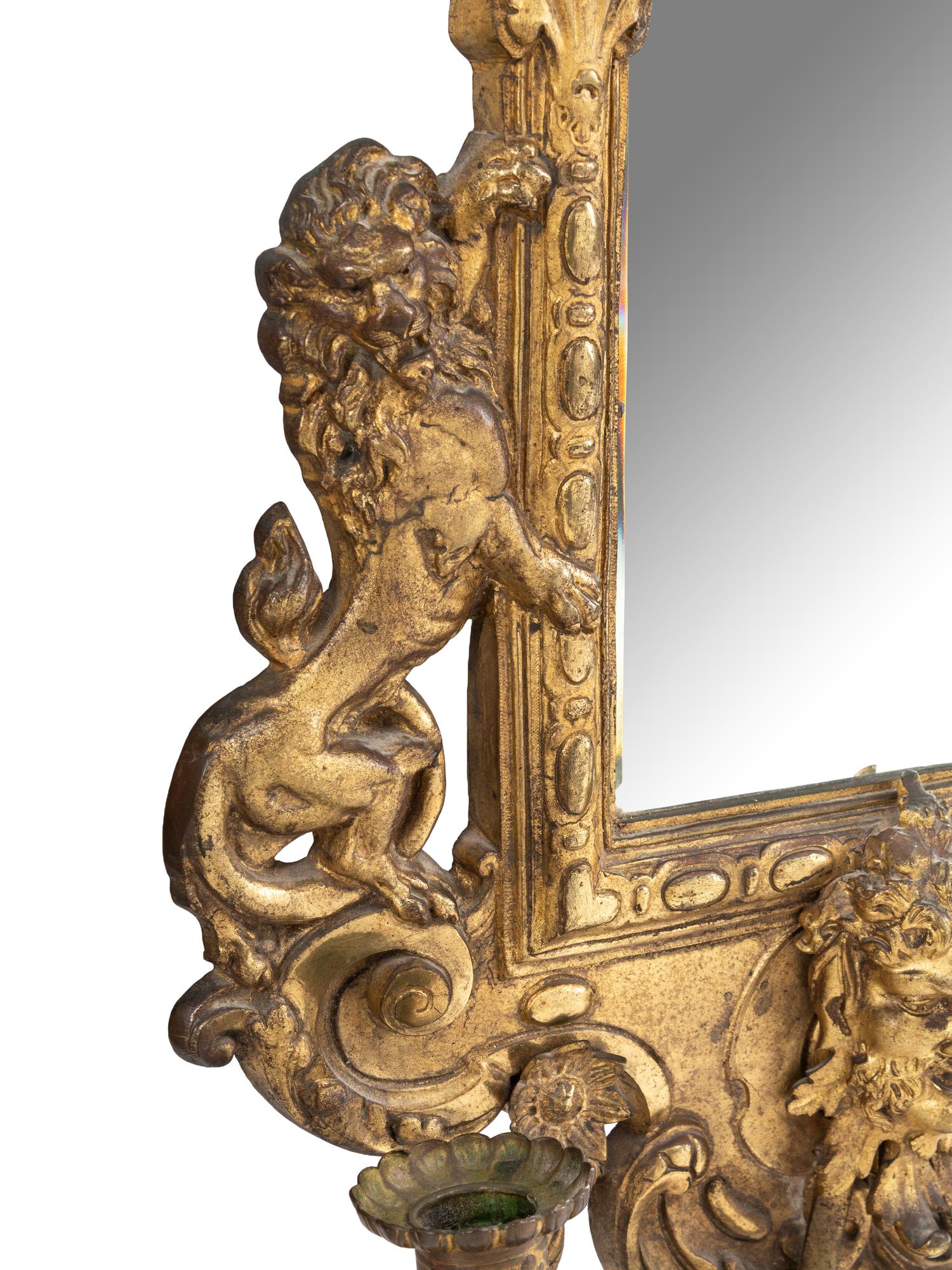 A Pair of Neoclassical Gilt Bronze Girandole Mirrors