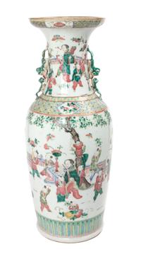 A Chinese Export Famille Rose Urn Height 24 1/2 inches.