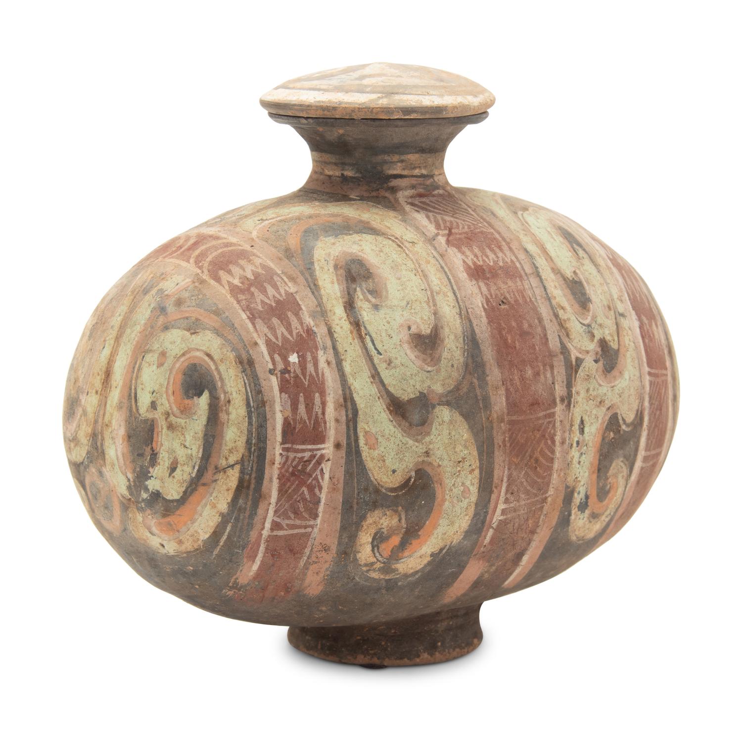 A Chinese Painted Pottery Cocoon Jar