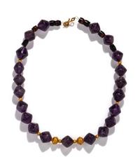 A Greek Amethyst and Gold Bead Necklace