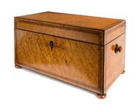 A Regency Burlwood Tea Caddy Width 13 1/2 inches. — CIRCA 1820