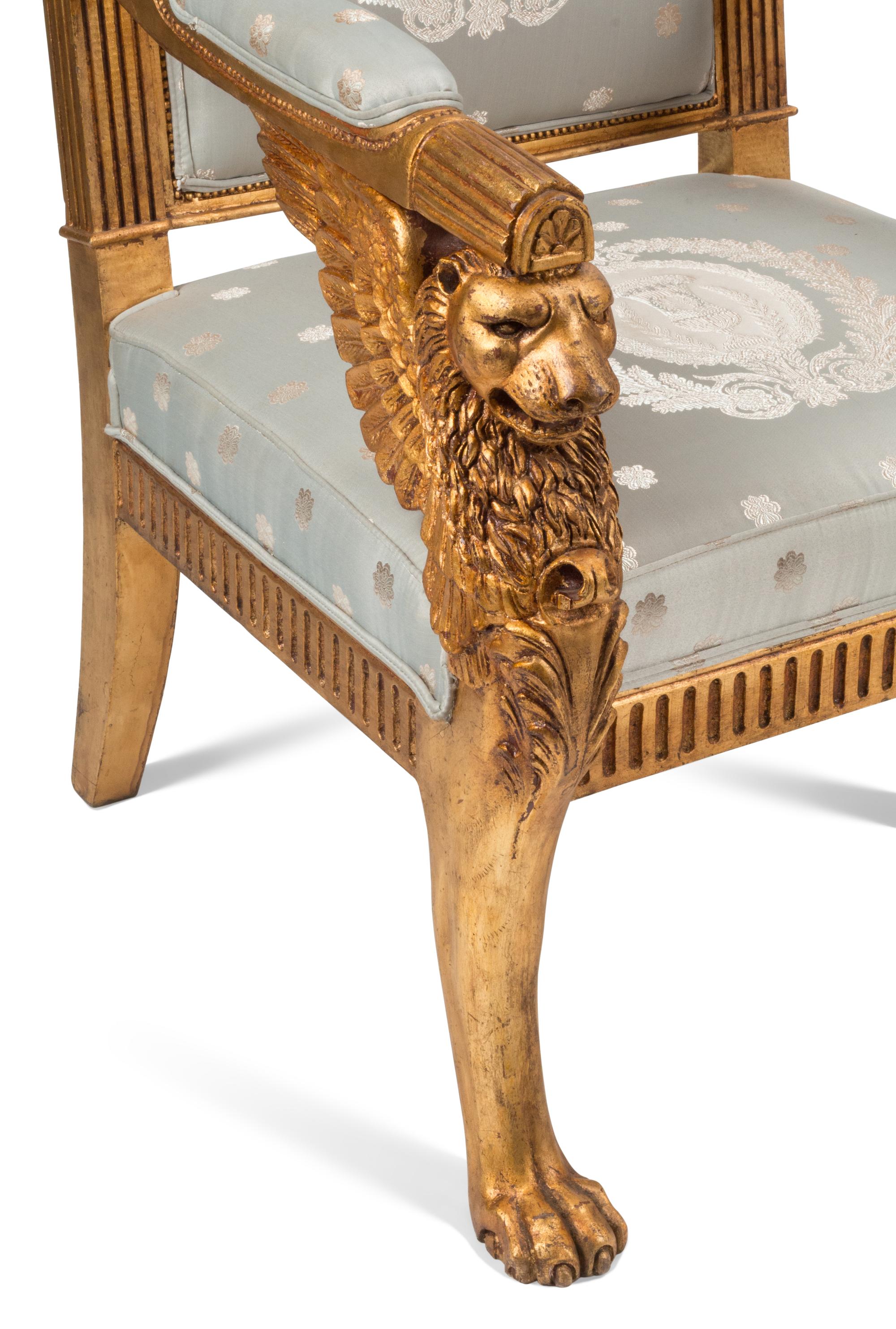 A Pair of Empire Style Giltwood Armchairs