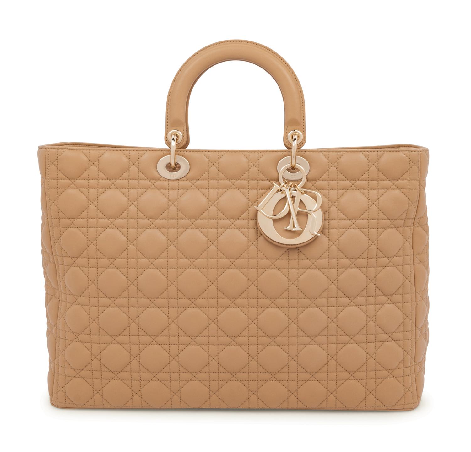 Christian Dior Tan Cannage Large Lady Dior Bag, 2010
