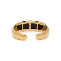 YELLOW GOLD, ONYX AND DIAMOND CUFF BRACELET