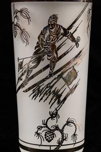 An Art Deco Silver Overlay Frosted Glass Cocktail Service
