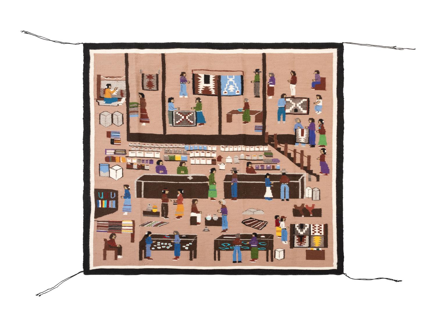 Navajo Pictorial Weaving / Rug, Trading Post