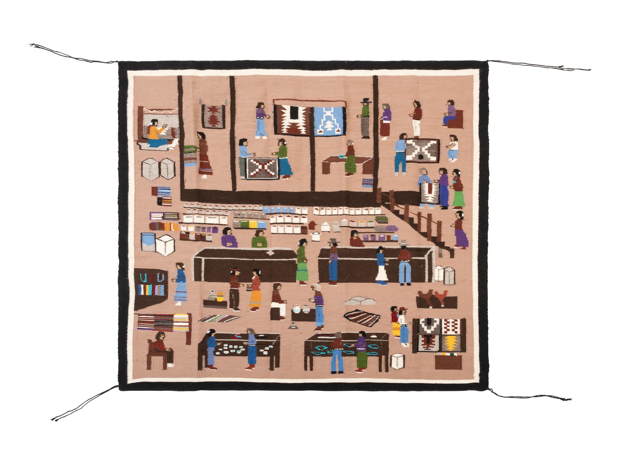 Navajo Pictorial Weaving / Rug, Trading Post