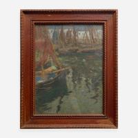 Charles Henry Fromuth (American, 1861–1937) Fishing Boats - A Dock Decoration