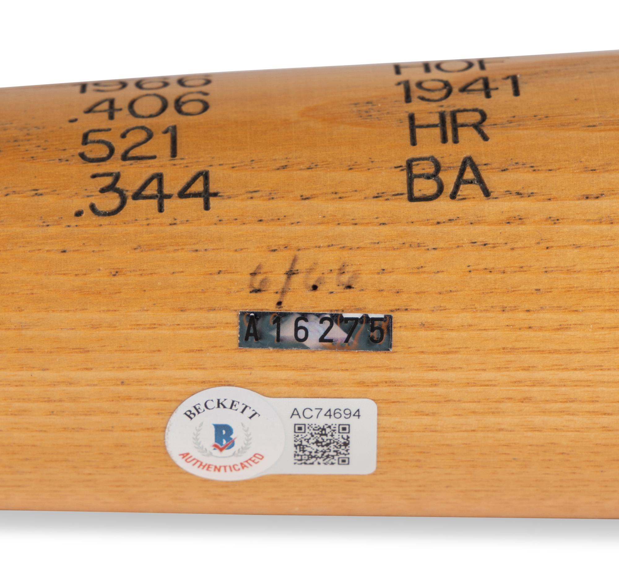 A Ted Williams Signed Autograph Louisville Slugger Stat Bat (Beckett Authentication Services Letter, Williams Hologram),