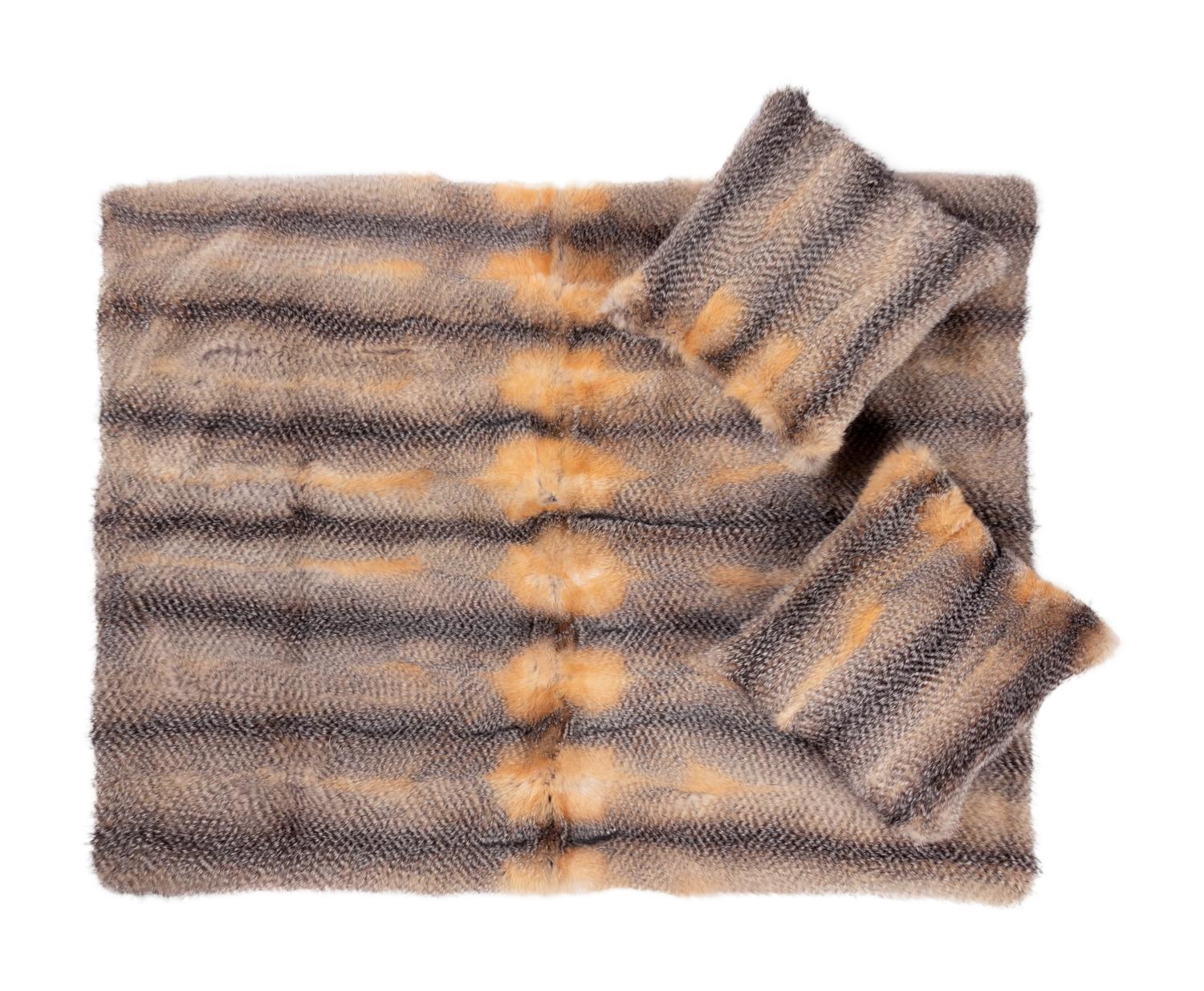 J. Mendel Fox Fur Matching Pillows and Blanket