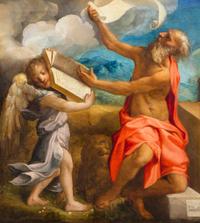 Michelangelo Anselmi, (Italian, 1492-1554), Saint Jerome Kneeling in a Landscape with an Angel, c. 1540