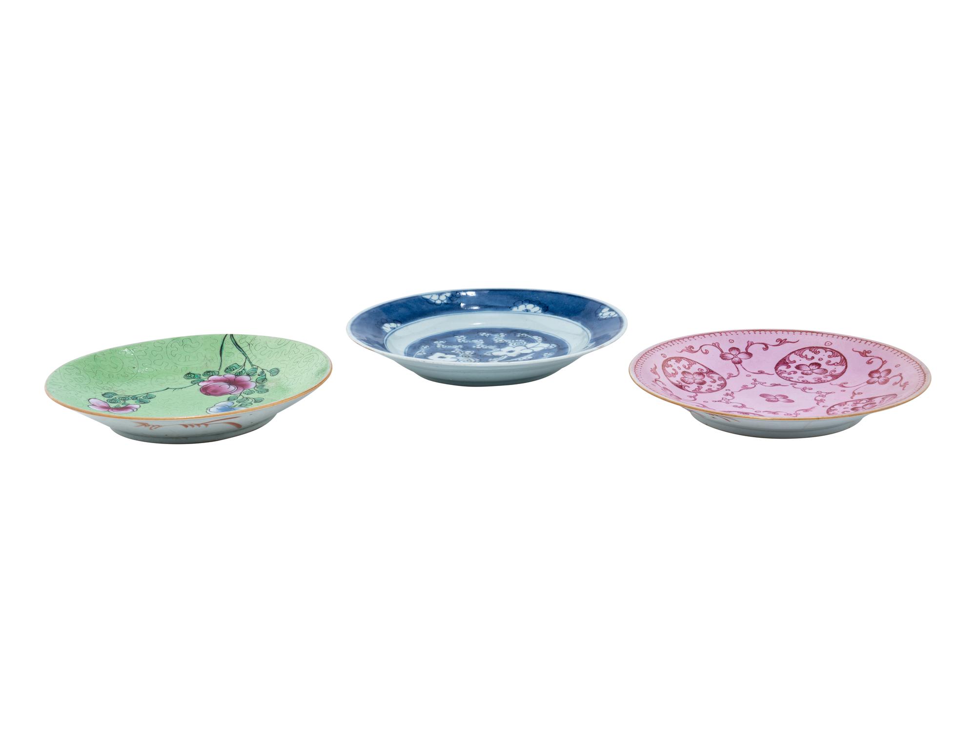 Three Chinese Export Porcelain 'Floral' Plates