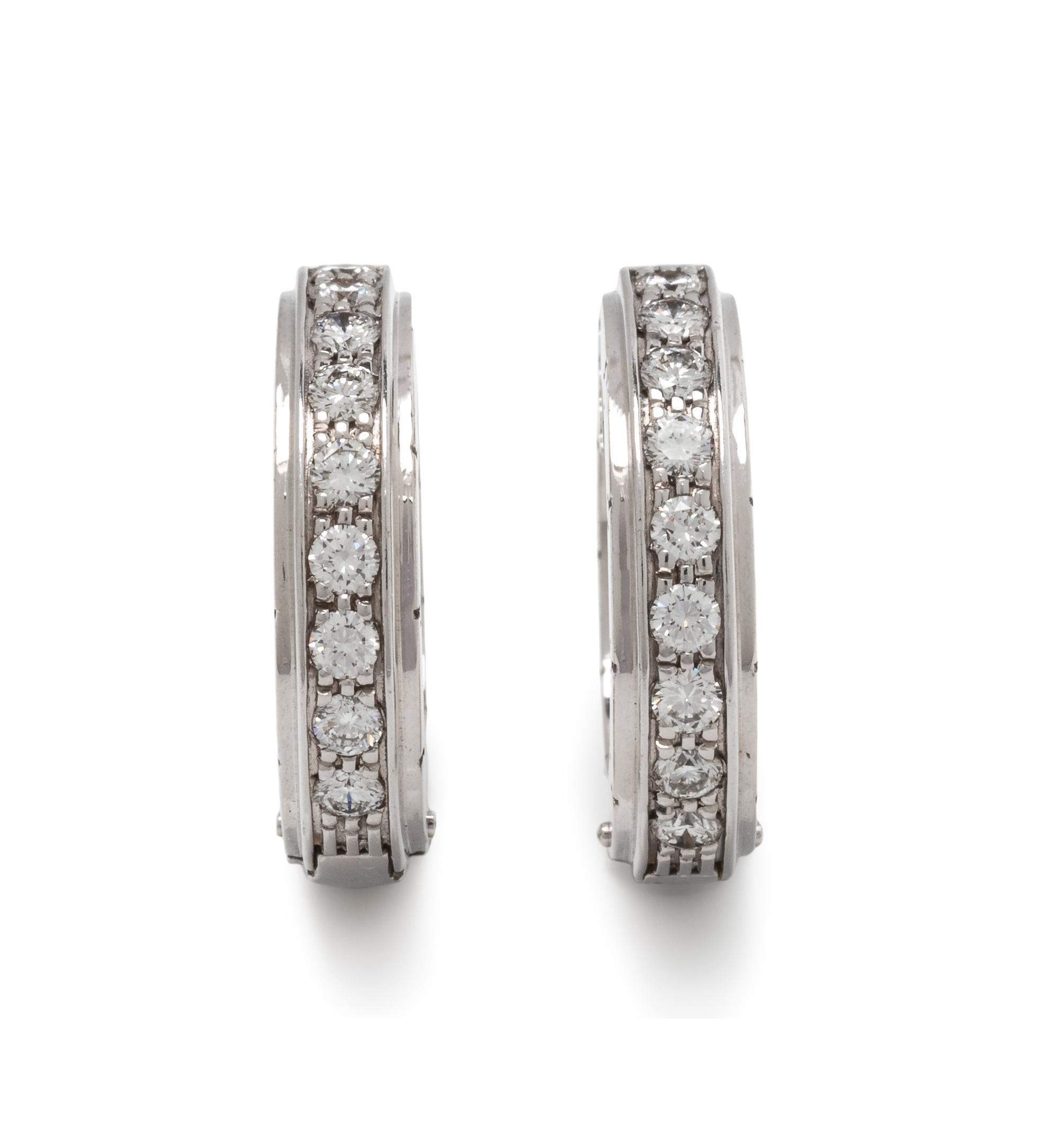 MAUBOUSSIN, DIAMOND HOOP EARRINGS