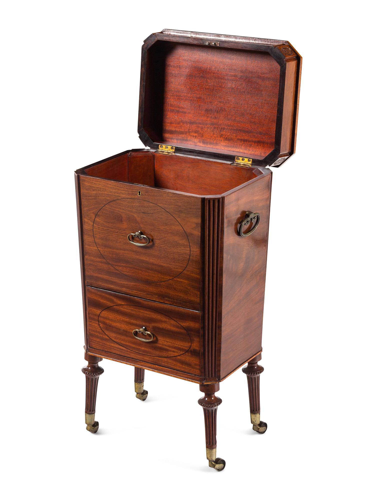 A George III Ebony-Strung Mahogany Cellarette