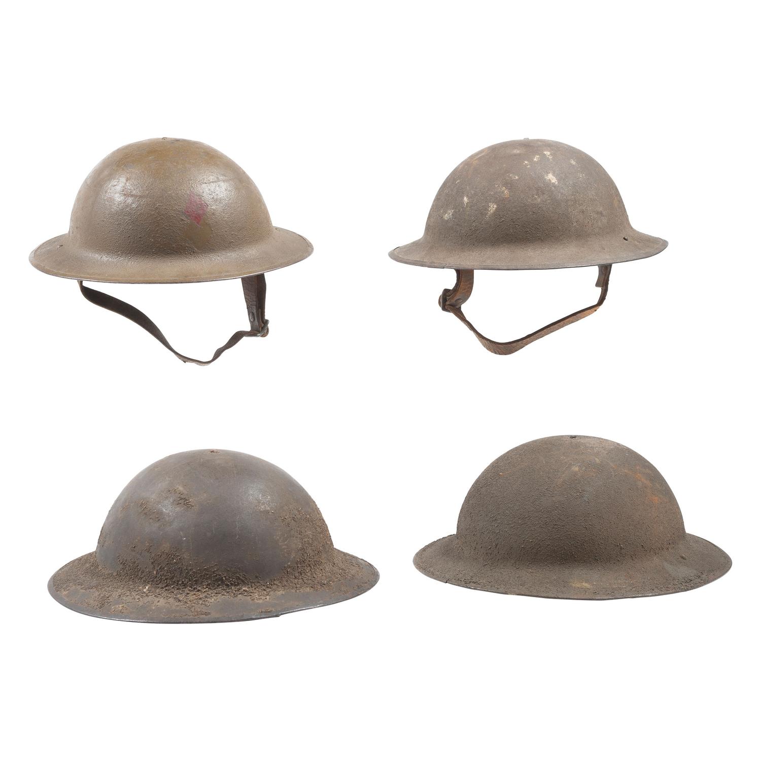 Group of Four WWI M1917 Helmets, Including 5th Infantry Division