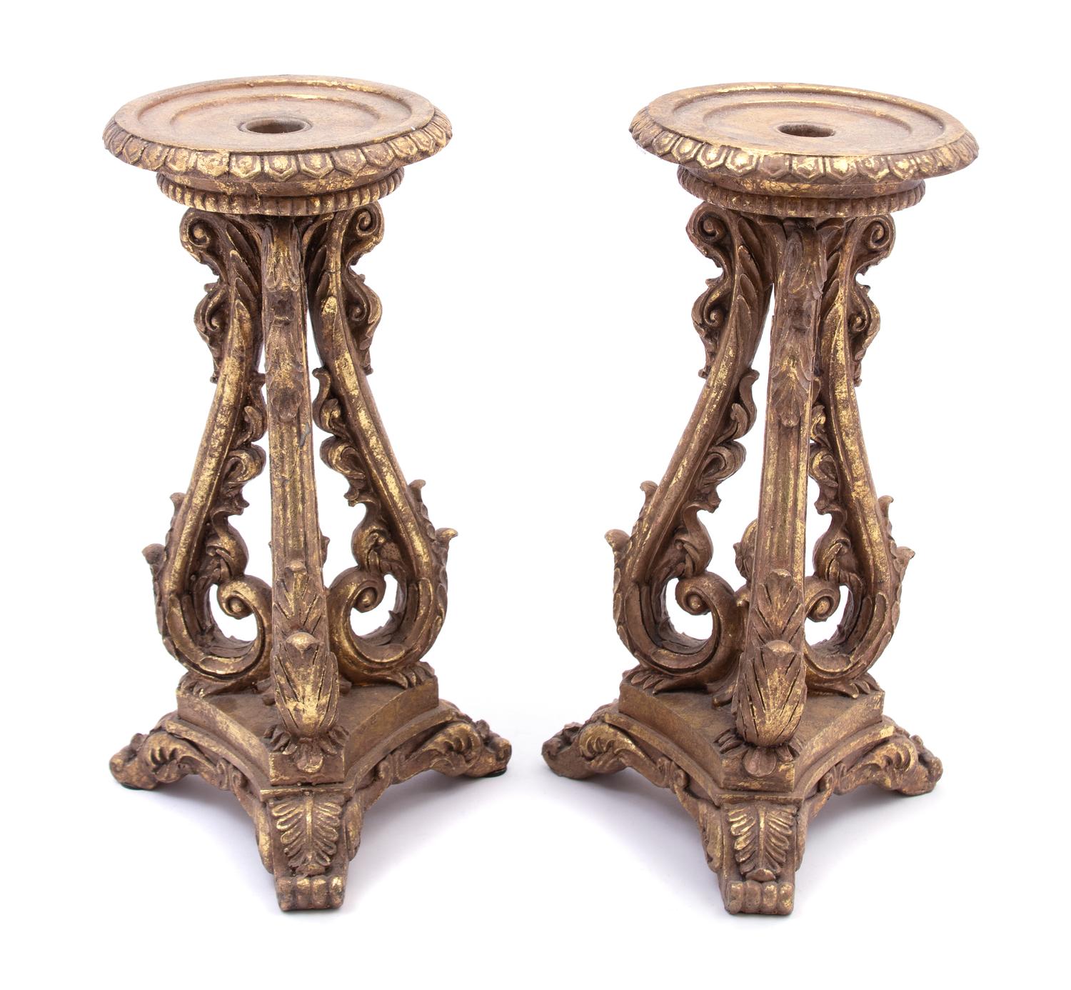 A Pair of Régence Style Giltwood Candlestands
