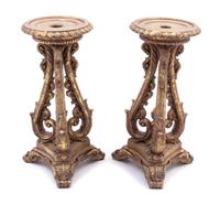 A Pair of Régence Style Giltwood Candlestands