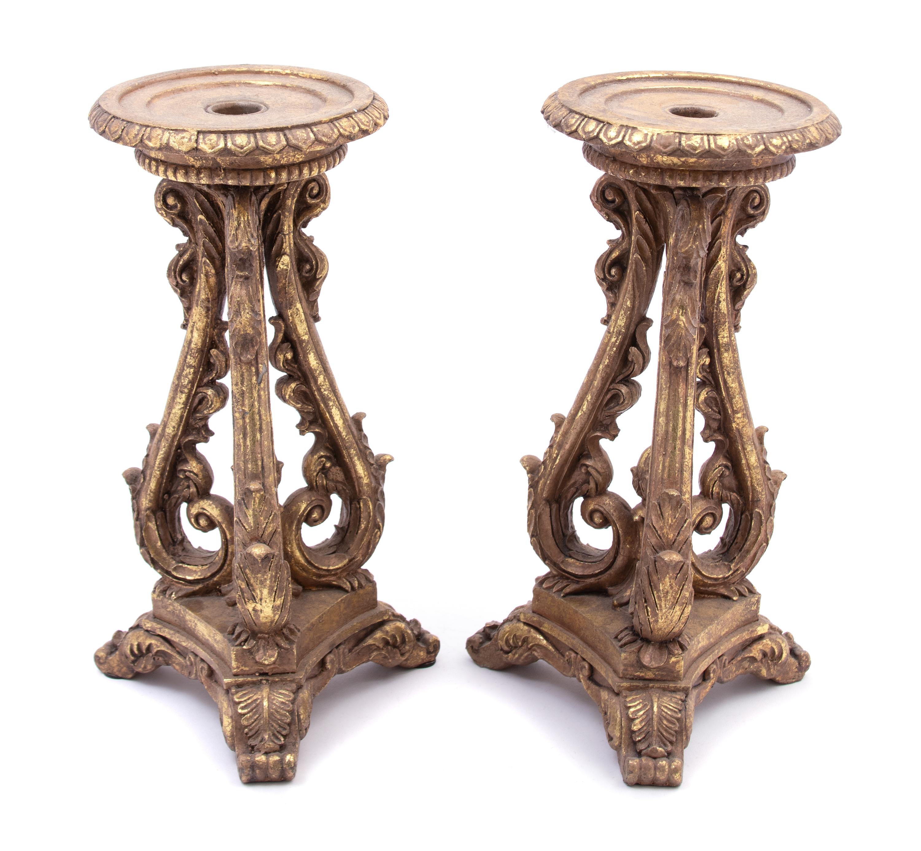 A Pair of Régence Style Giltwood Candlestands