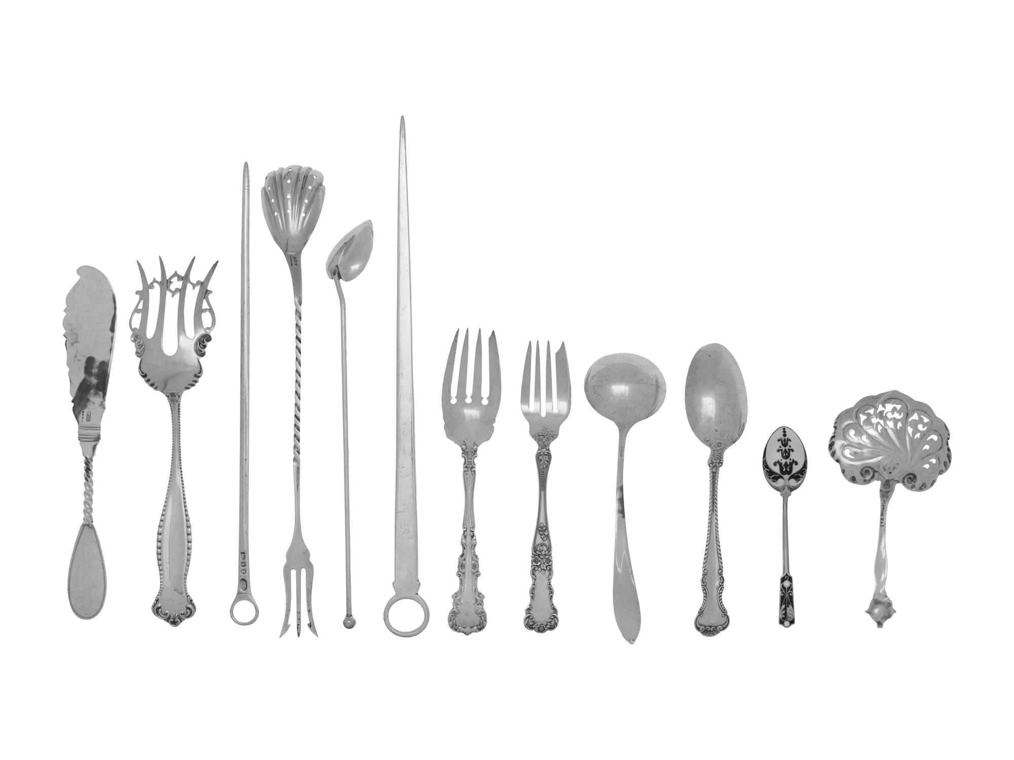 A Collection of American Silver Flatware Articles