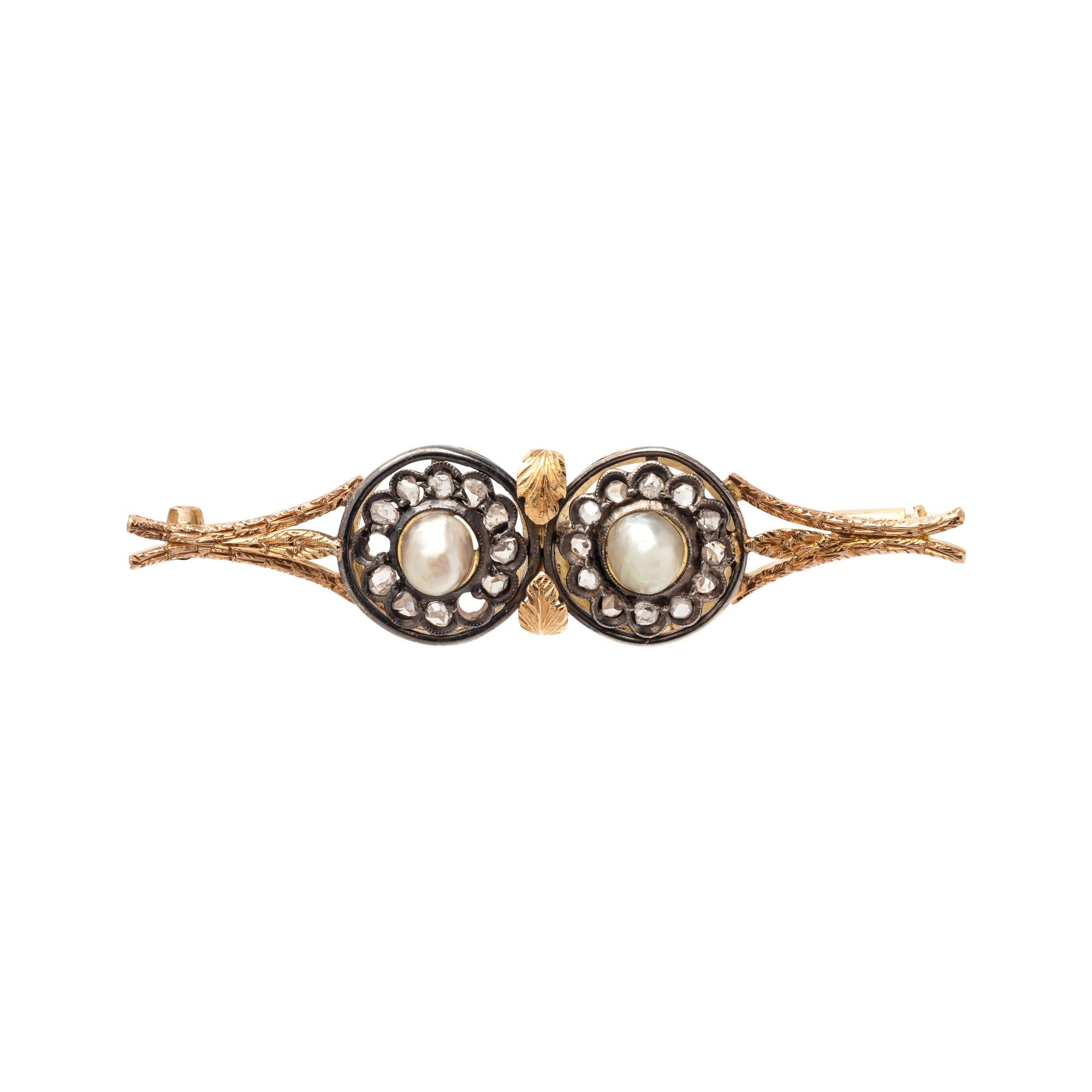 DIAMOND AND PEARL BROOCH