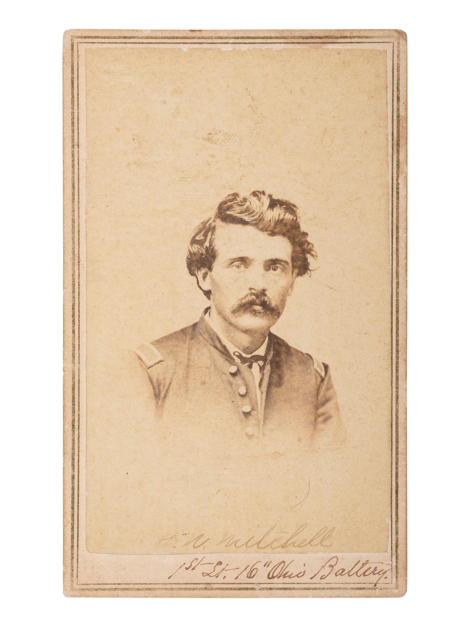 [CIVIL WAR] 16th OH Battery Archive, incl. hand-drawn camp scene, escutcheon, war-date diary, CDVs.
