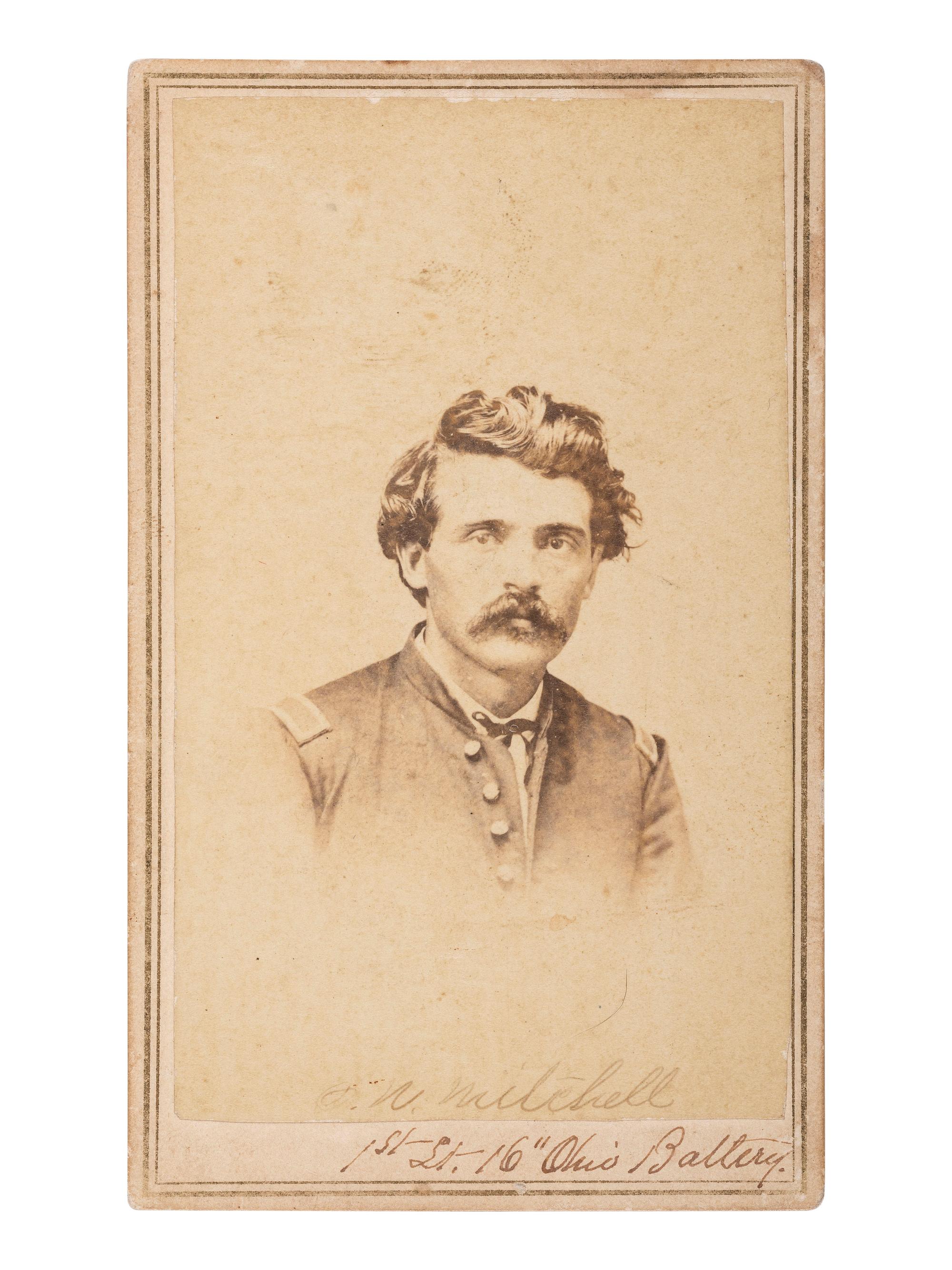 [CIVIL WAR] 16th OH Battery Archive, incl. hand-drawn camp scene, escutcheon, war-date diary, CDVs.