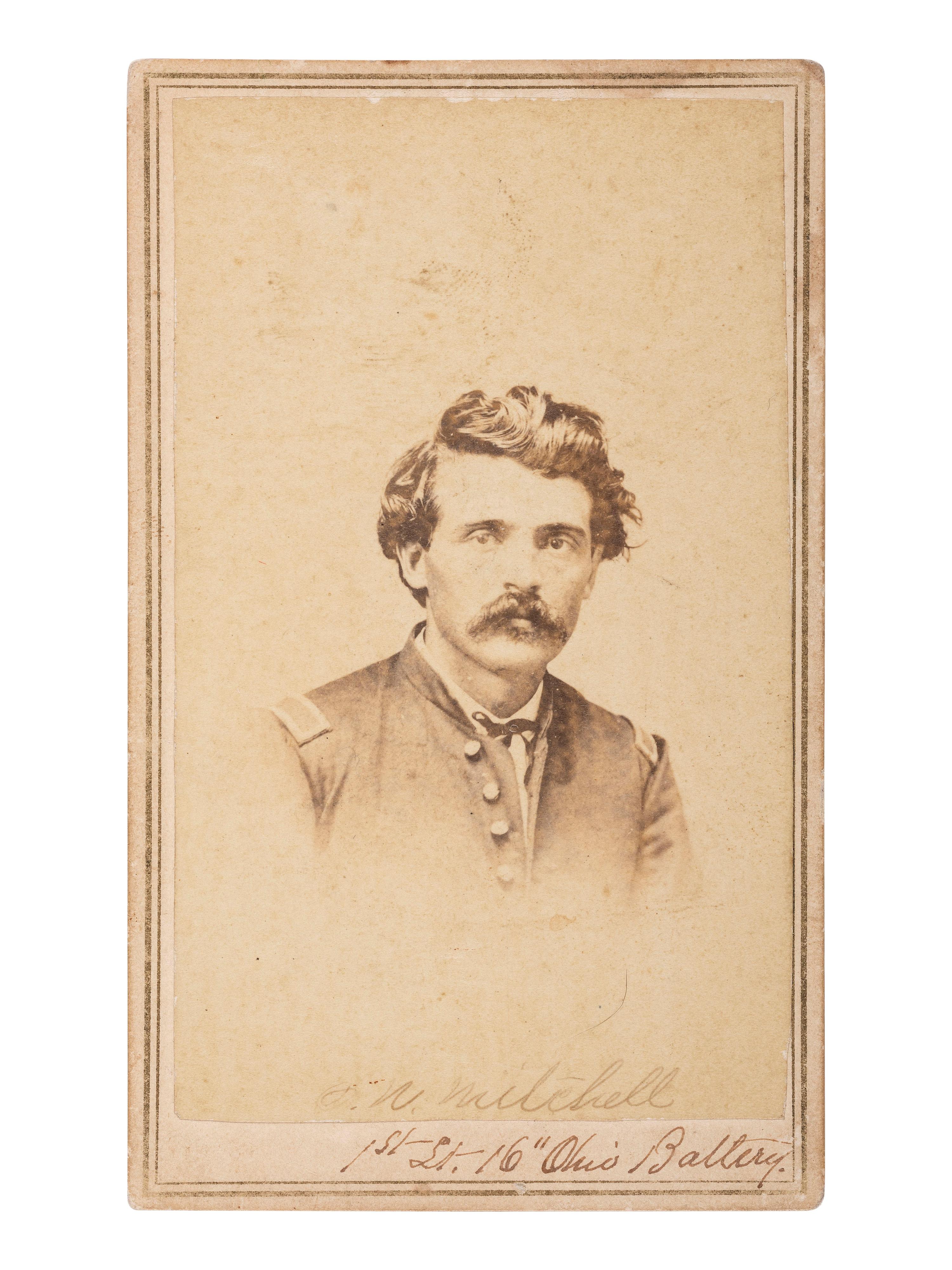 [CIVIL WAR] 16th OH Battery Archive, incl. hand-drawn camp scene, escutcheon, war-date diary, CDVs.