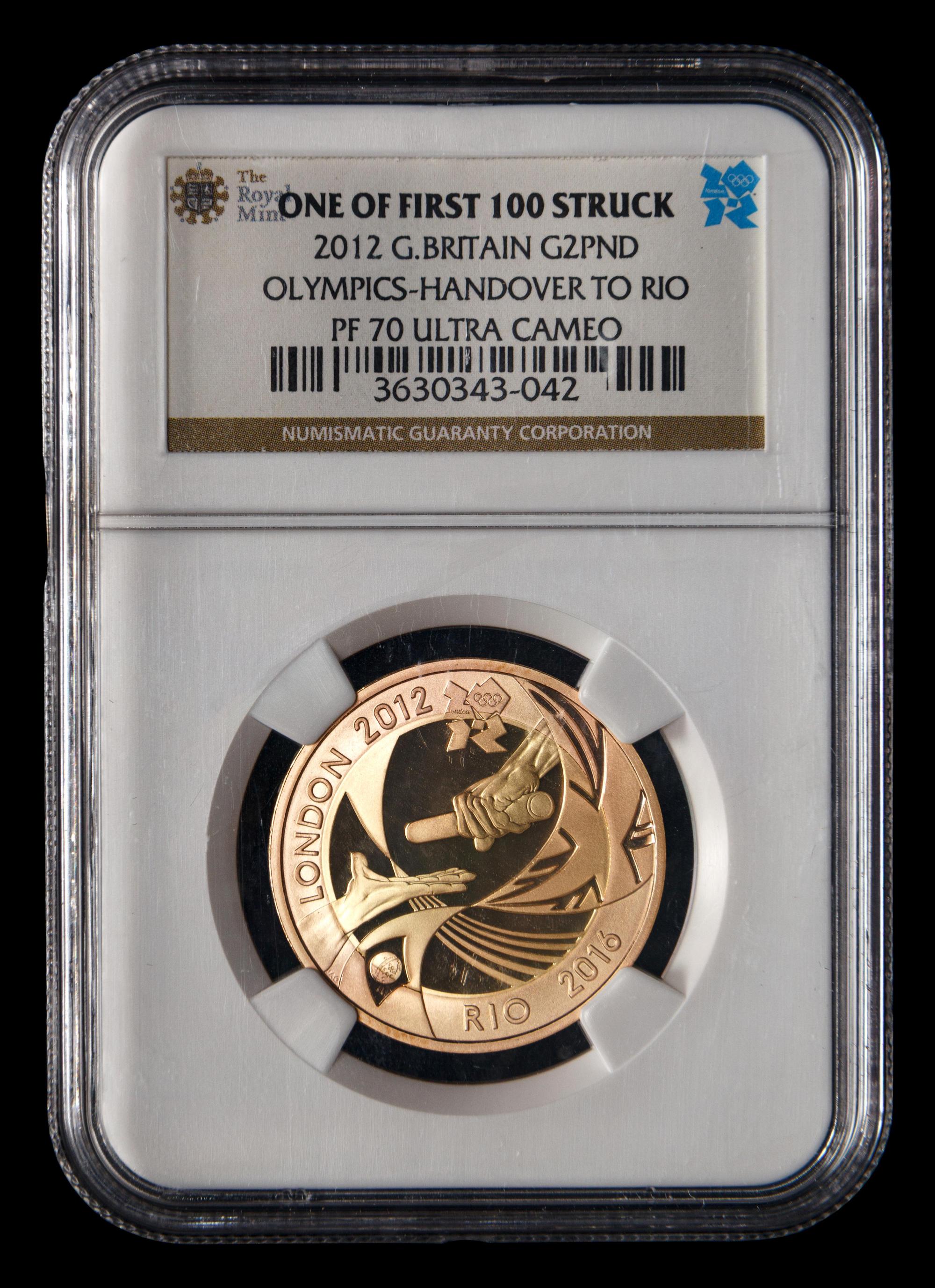 [GREAT BRITAIN] A 2012 Summer Olympiad Handover Commemorative: First Strike £2 Gold Proof (NGC PF70 Ultra Cameo)