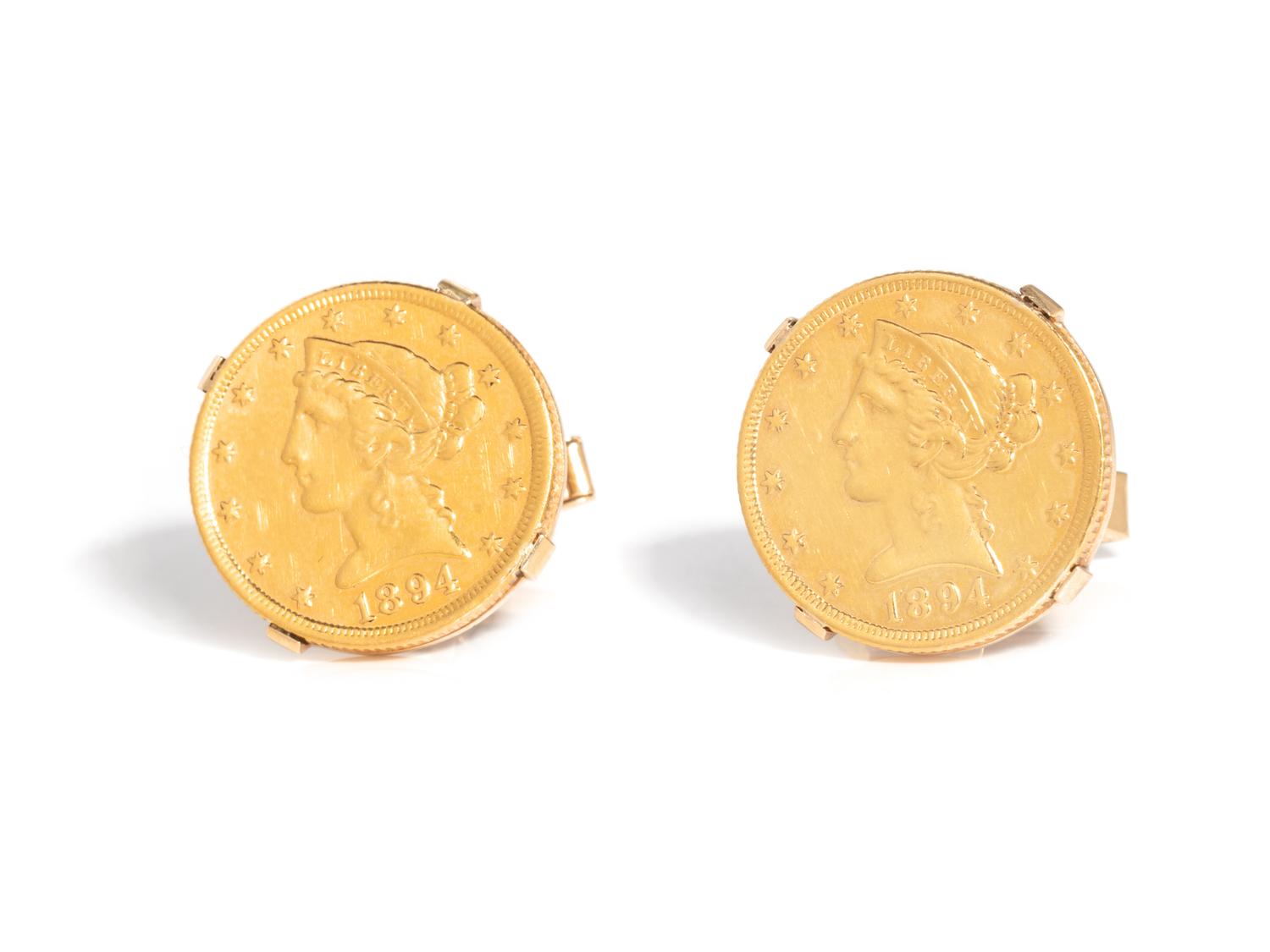 YELLOW GOLD COIN CUFFLINKS