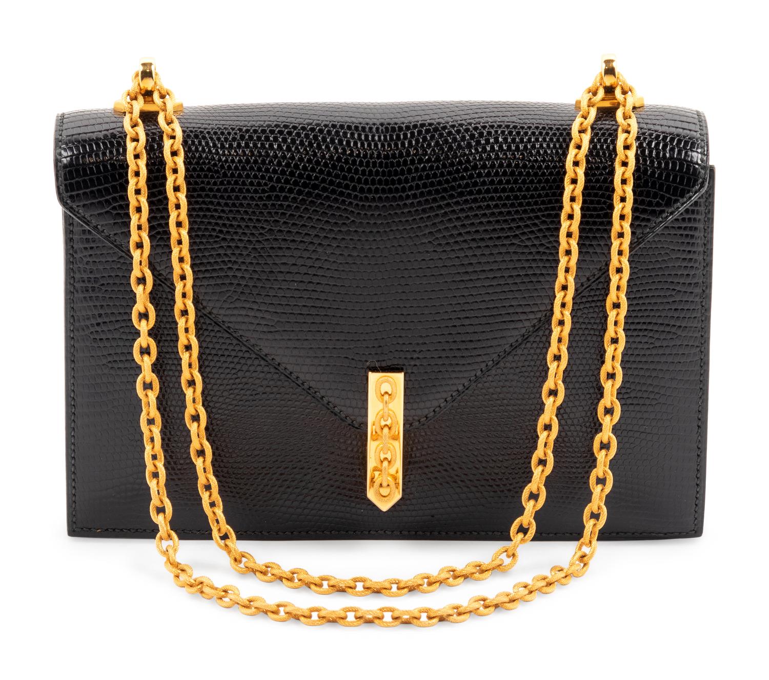 Hermès Black Lizard Alcazar Bag, 1980s