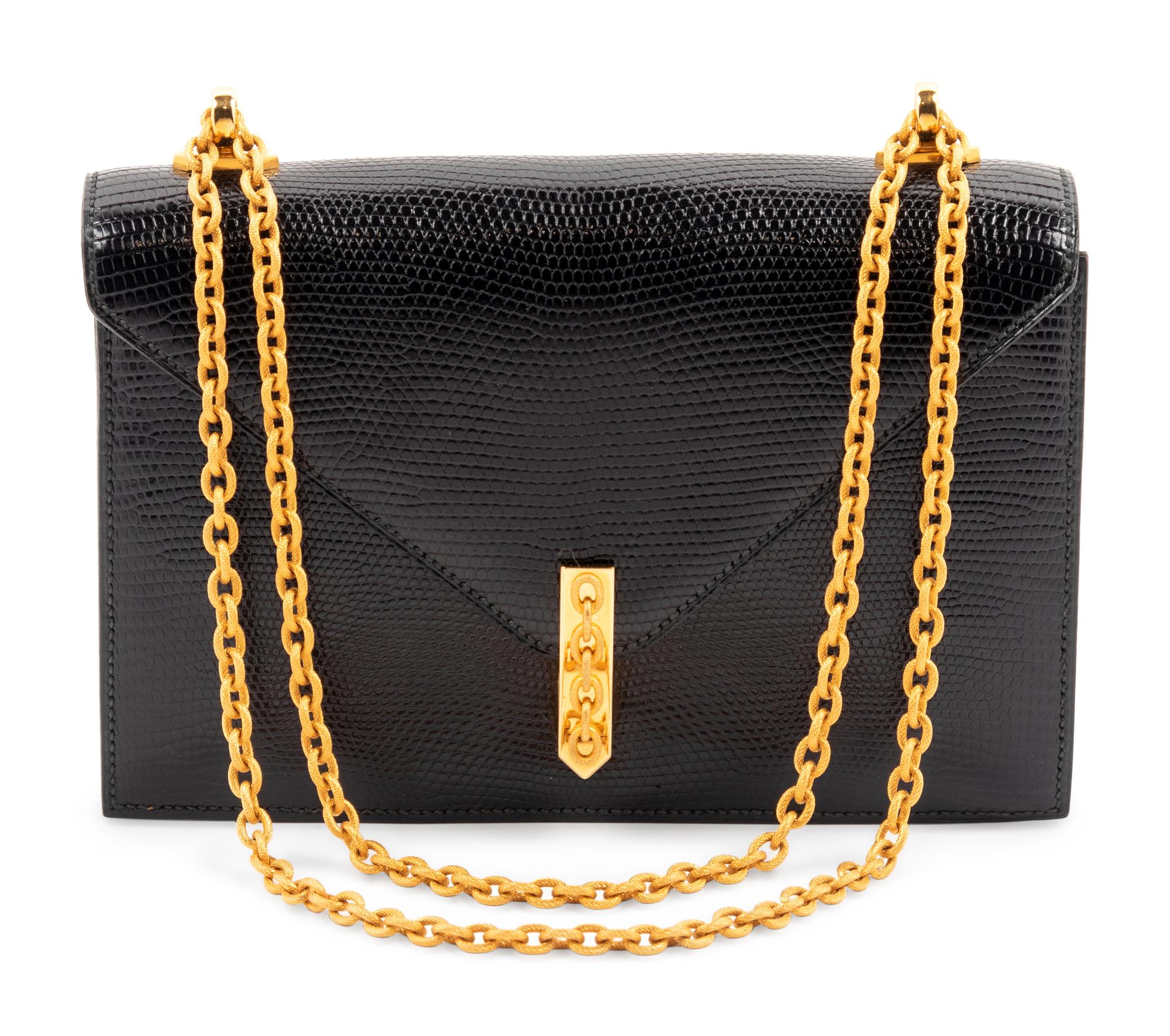 Hermès Black Lizard Alcazar Bag, 1980s