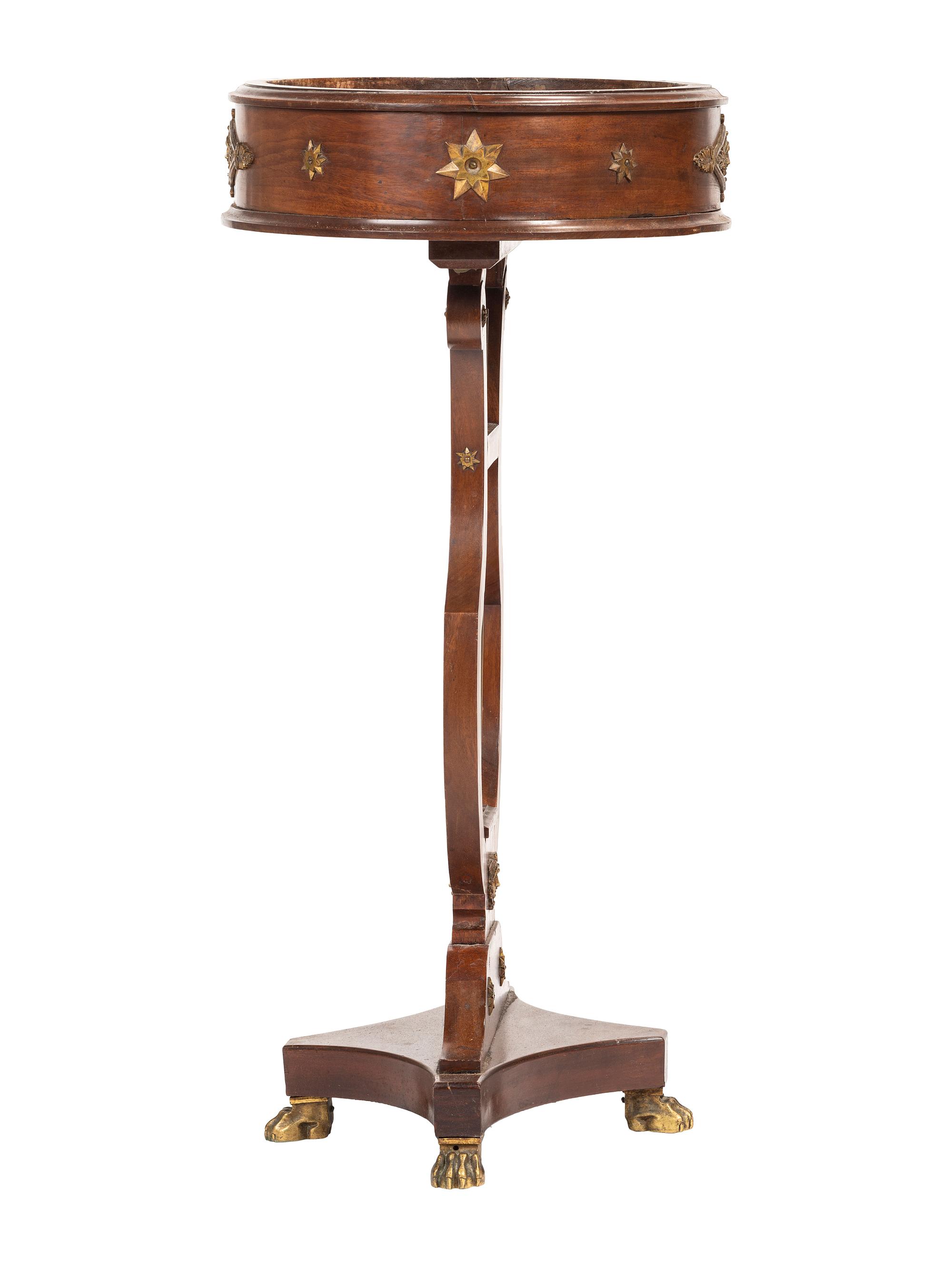 An Empire-Style Mahogany Lyre-Base Plant Stand
