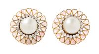 A Pair of Chanel Faux Pearl and Gripoix Earclips, 1.75" diameter.