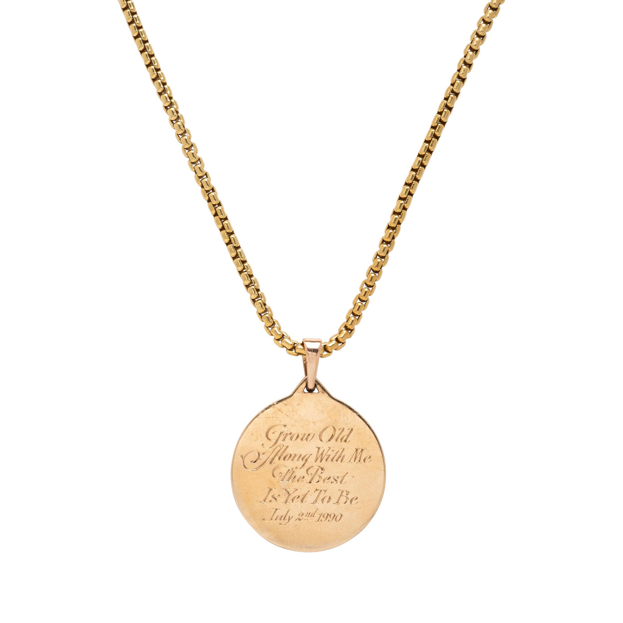 Yellow Gold Saint Christopher Pendant and David Yurman Chain