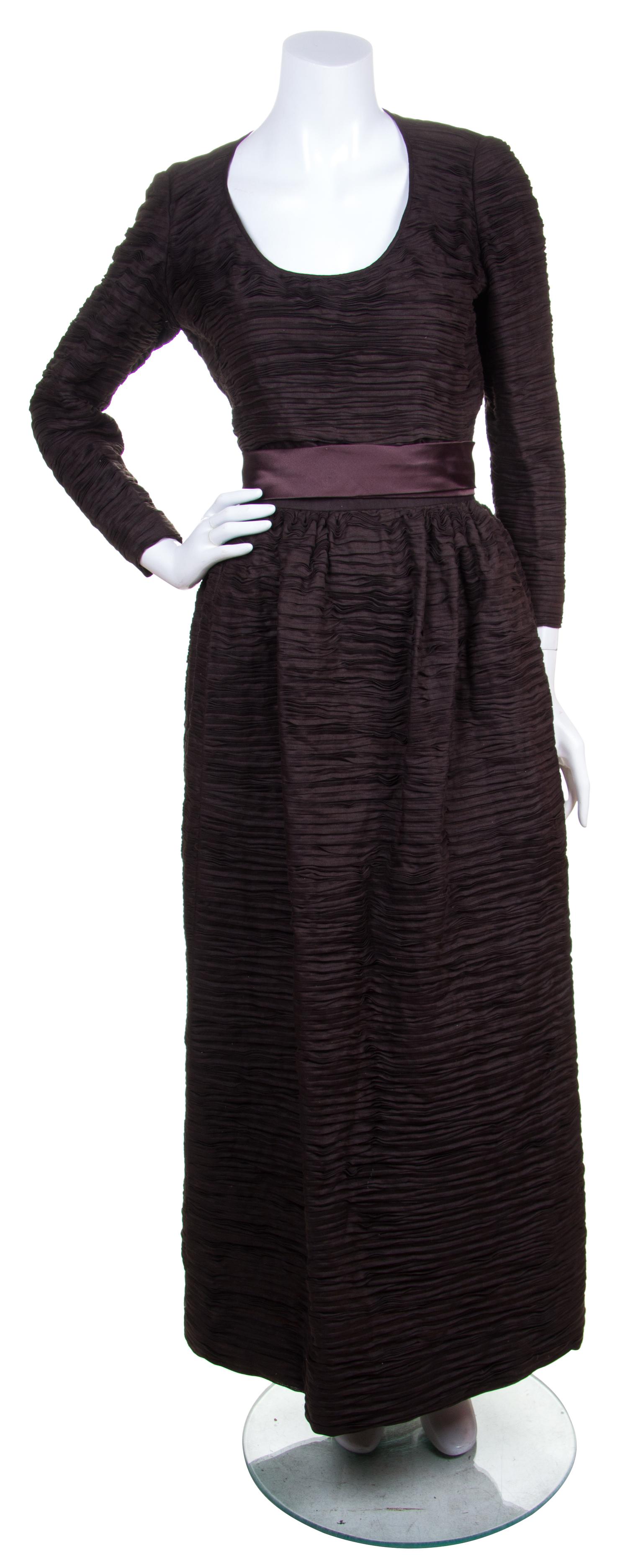 A Sybil Connolly Olive Green Pleated Skirt Ensemble,