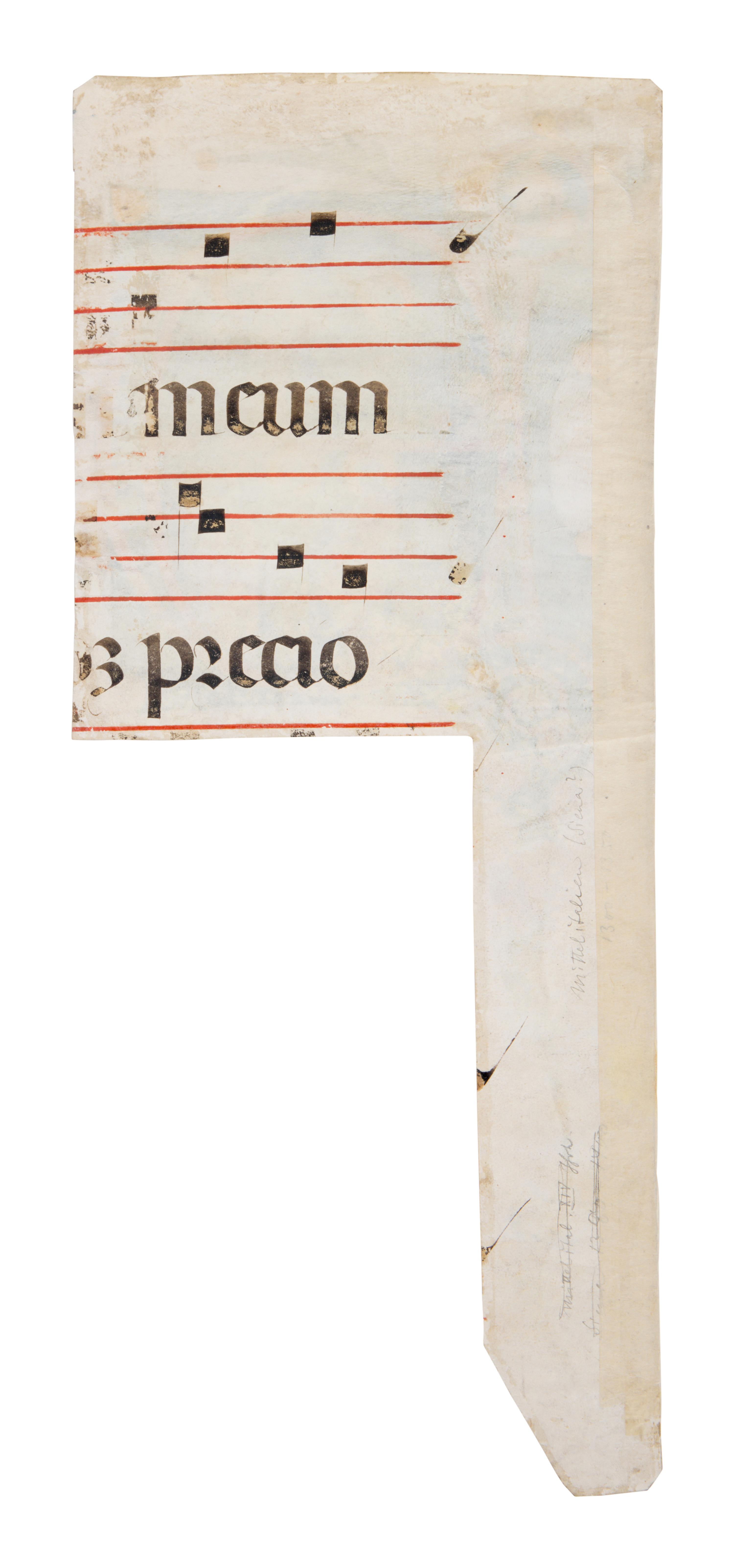 EMILIA-ROMAGNA ILLUMINATOR Cutting with Initial ‘D’ with the Life of Saint Lucy from a Gradual, in Latin, Illuminated manuscript on parchment [Italy, Emilia-Romagna? c. 1290–1300]