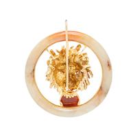 YELLOW GOLD, JADE AND DIAMOND LION PENDANT