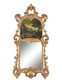 A Rococo Style Giltwood Trumeau Mirror