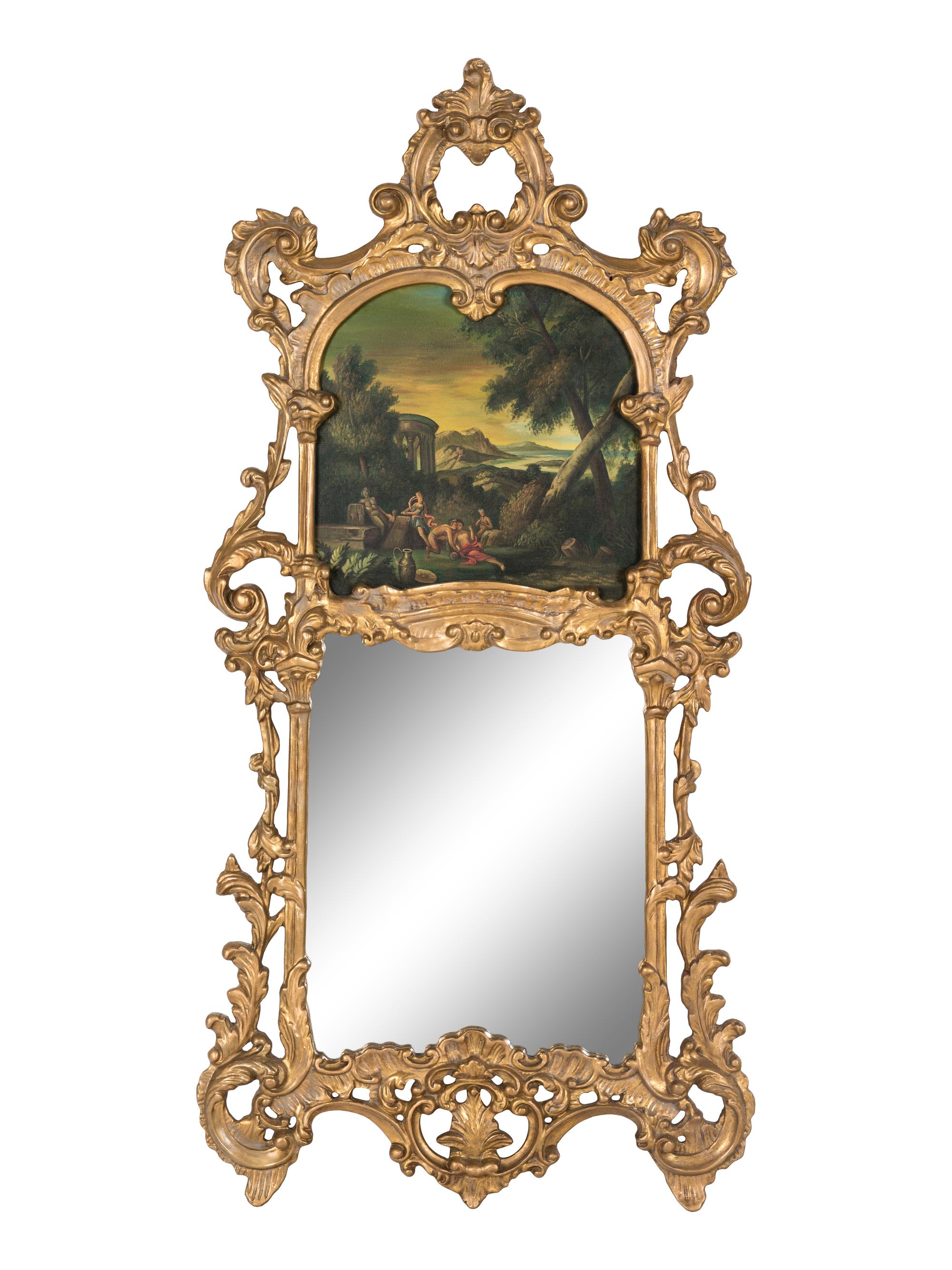 A Rococo Style Giltwood Trumeau Mirror