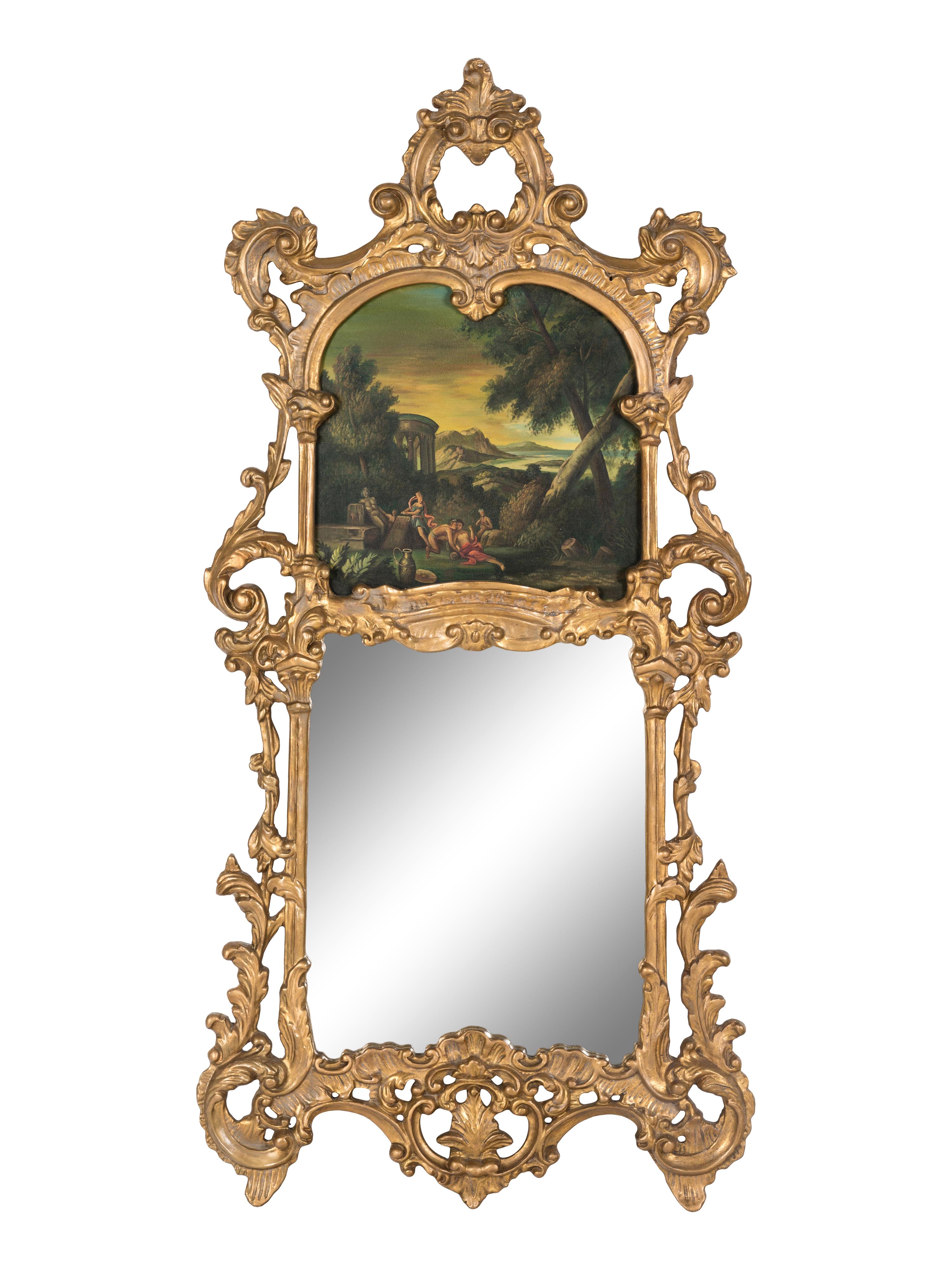 A Rococo Style Giltwood Trumeau Mirror