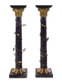 A Pair of Continental Parcel Gilt and Marble Pedestals