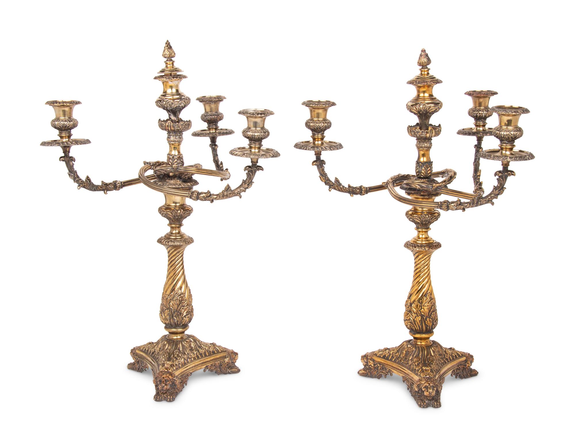A Pair of Old Sheffield Plate Candelabra