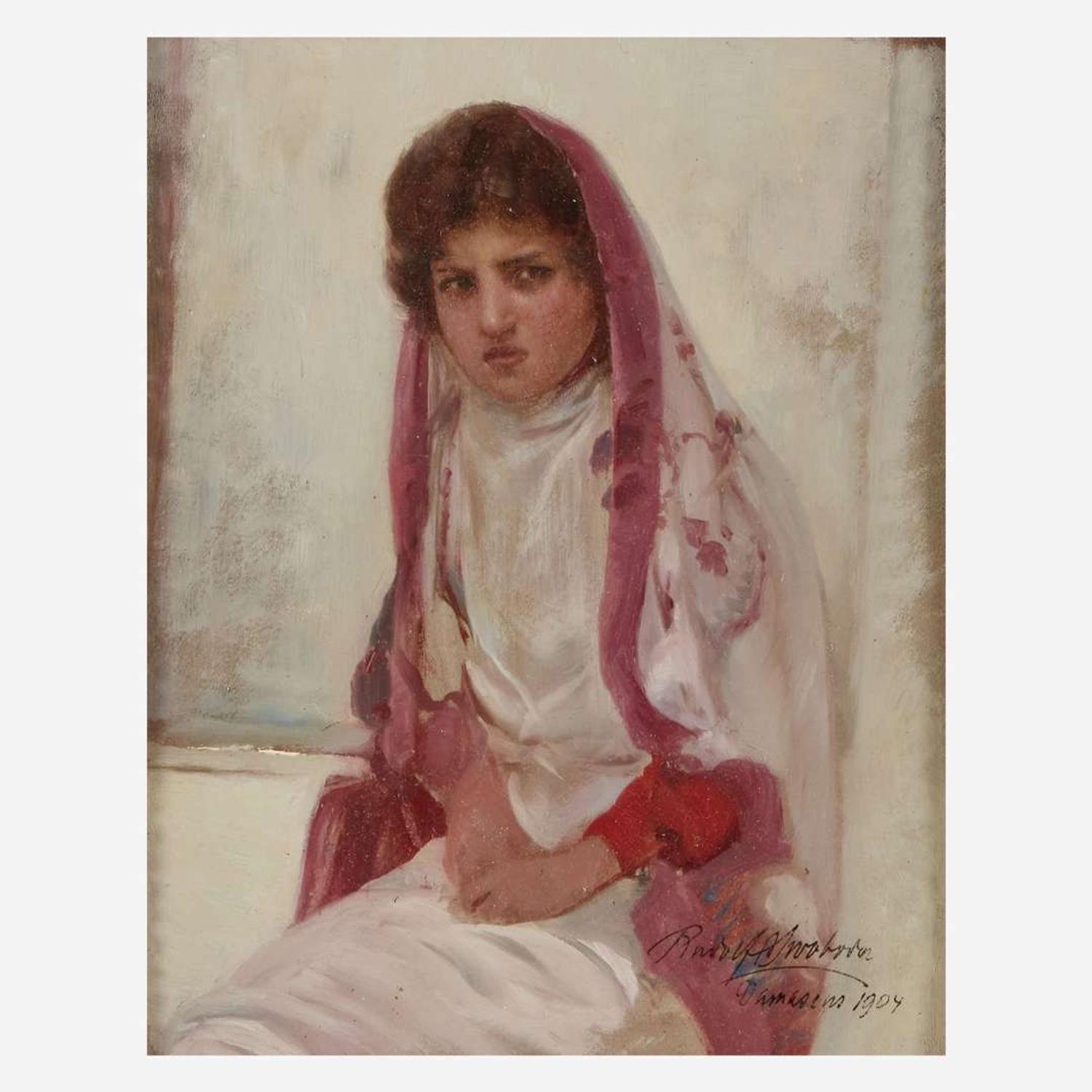 Rudolph Swoboda the Younger (Austrian, 1859–1914) Seated Veiled Woman; together with a companion (Portrait of a Woman; Bust-Length)