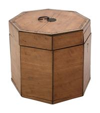 A George III Octagonal Walnut Tea Caddy with Satinwood Inlay