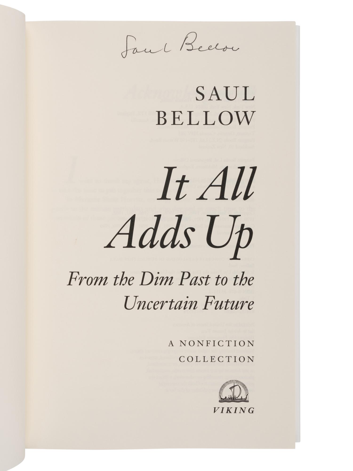 BELLOW, Saul (1995-2005). A group of 11 FIRST EDITIONS, MANY SIGNED, comprising: