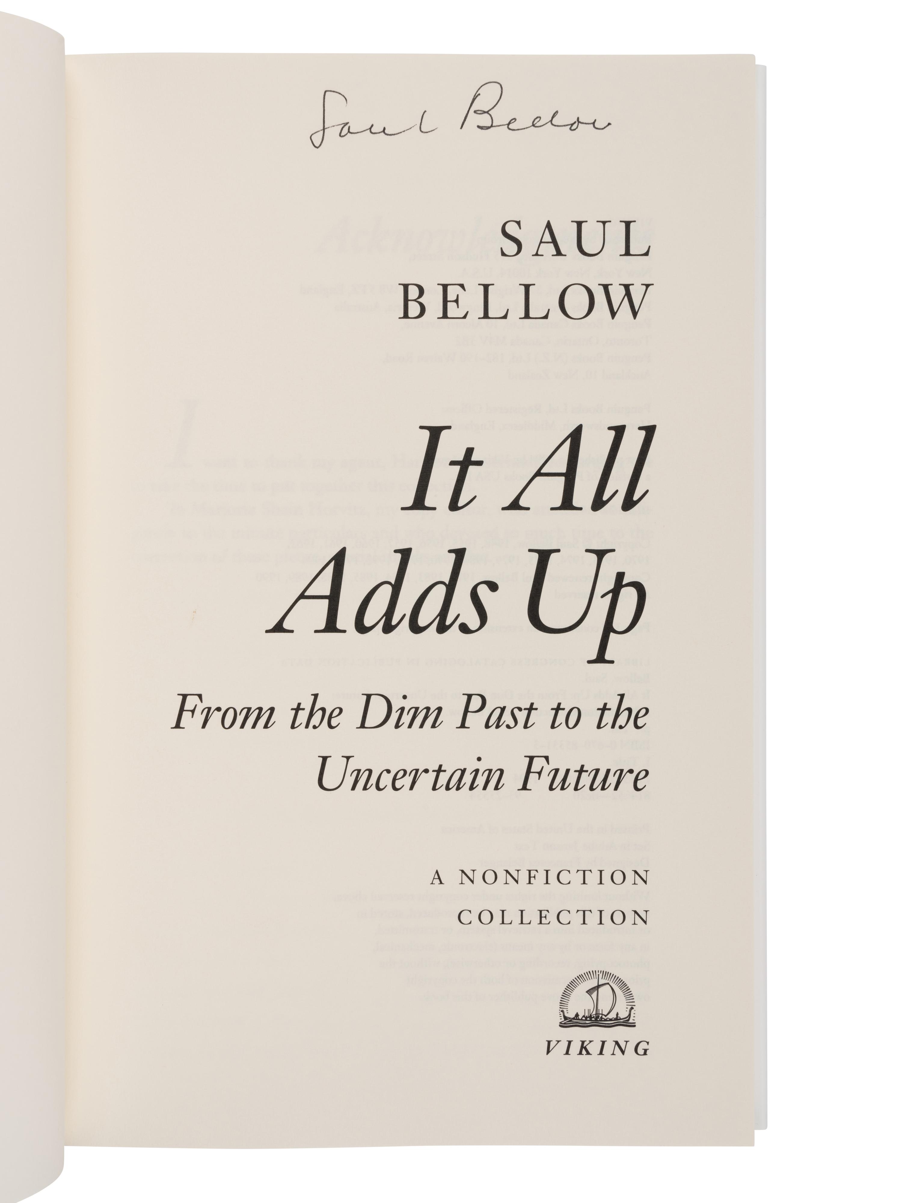 BELLOW, Saul (1995-2005). A group of 11 FIRST EDITIONS, MANY SIGNED, comprising: