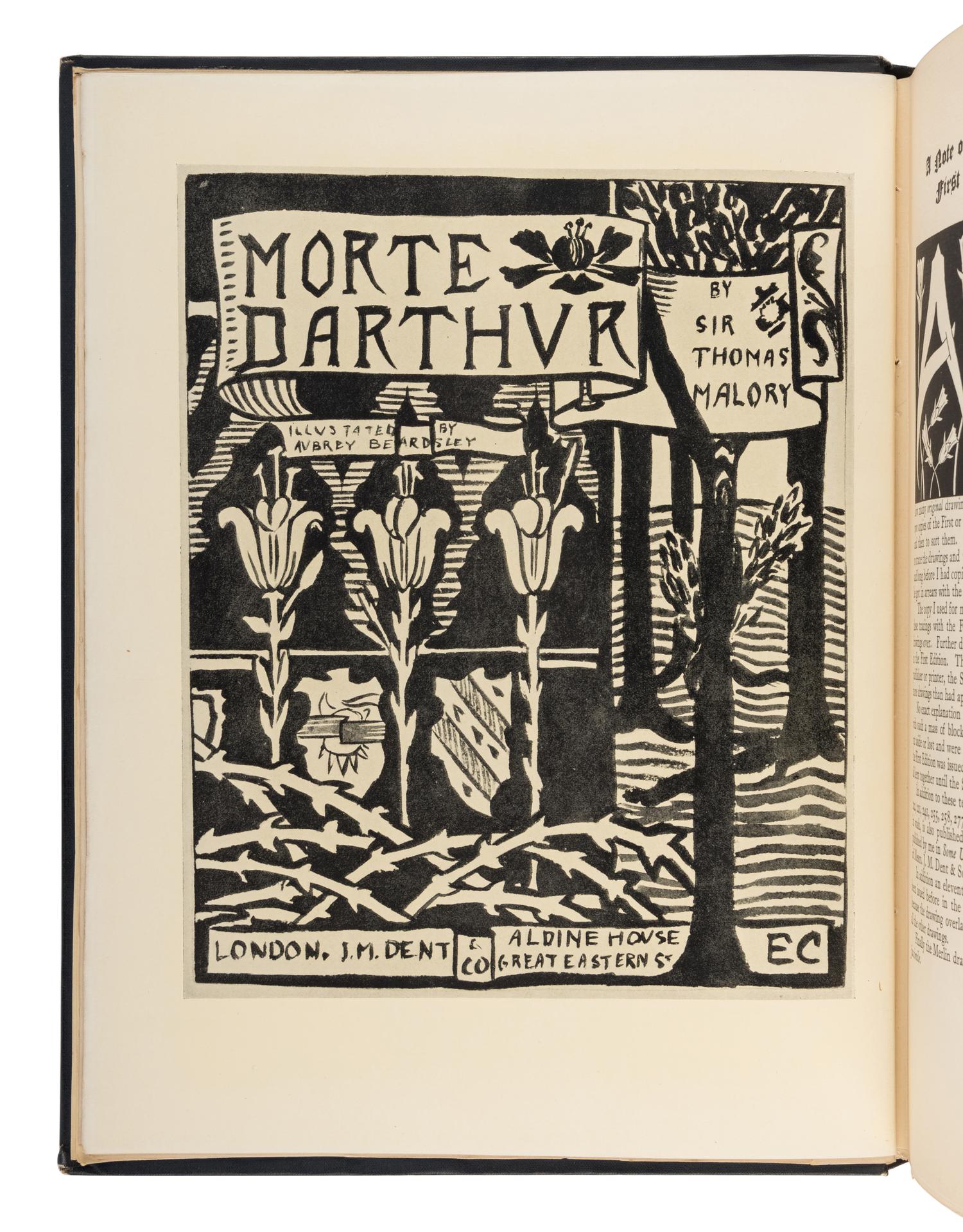 [BEARDSLEY, Aubrey Vincent (1872-1898), Illustrator]. MALORY, Sir Thomas (fl. 1470). [ Le Morte Darthur ]. The Birth Life and Acts of King Arthur of His Noble Knights of the Round Table … With Many Original Designs by Aubrey Beardsley. With an Introduction by Professor John Rhys . London: J. M. Dent and Sons Ltd., 1927.