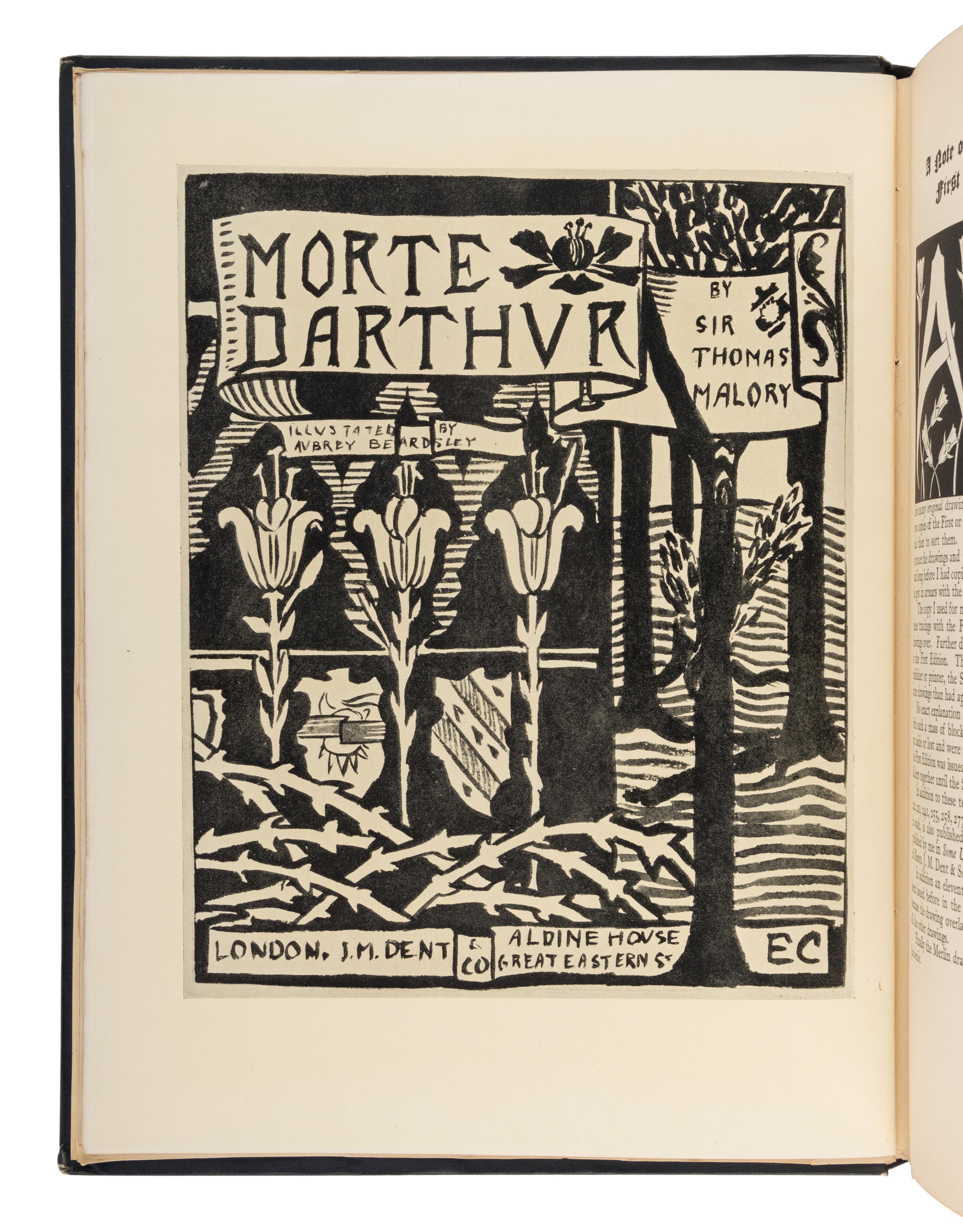[BEARDSLEY, Aubrey Vincent (1872-1898), Illustrator]. MALORY, Sir Thomas (fl. 1470). [ Le Morte Darthur ]. The Birth Life and Acts of King Arthur of His Noble Knights of the Round Table … With Many Original Designs by Aubrey Beardsley. With an Introduction by Professor John Rhys . London: J. M. Dent and Sons Ltd., 1927.