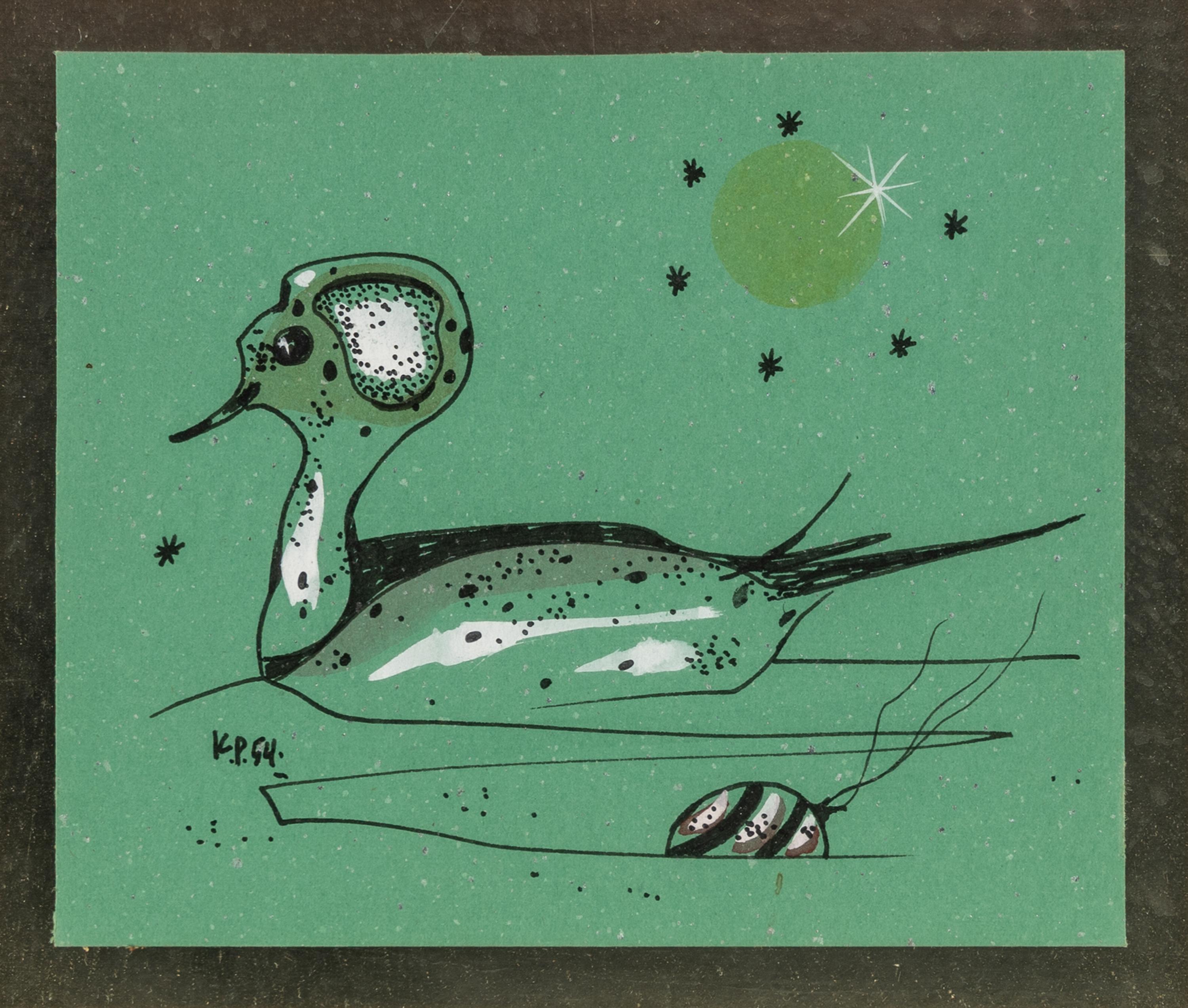 Karl Priebe (American, 1914-1976) — Untitled (Hooded Duck), 1954 and Untitled (Ducks), 1971 (a pair of works)